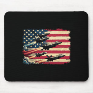Vintage Amerikaanse Vlag Usa Gevechtsvliegtuigen 4 Muismat