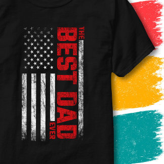 Vintage Amerikaanse Vlag Vaderdag Beste Papa Ooit T-shirt