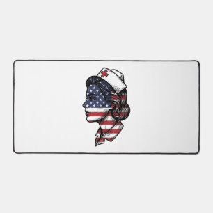 Vintage Amerikaanse Vlag Verpleegster Profiel Vect Bureaumat