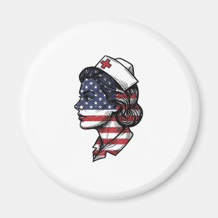 Vintage Amerikaanse Vlag Verpleegster Profiel Vect Magneet