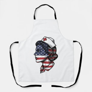 Vintage Amerikaanse Vlag Verpleegster Profiel Vect Schort