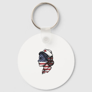 Vintage Amerikaanse Vlag Verpleegster Profiel Vect Sleutelhanger