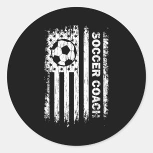 Vintage Amerikaanse Vlag Voetbal Coach Voetbal Fan Ronde Sticker