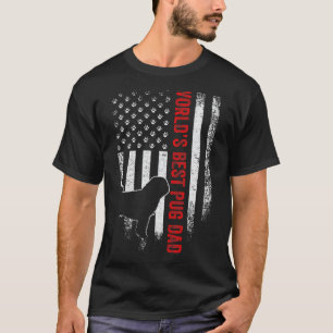 Vintage Amerikaanse Vlag Werelds Beste Pug Pugdog  T-shirt