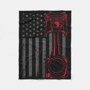 Vintage Amerikaanse Vlag Zuiger Grappige Spierauto Fleece Deken