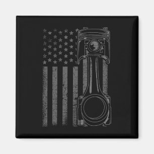 Vintage Amerikaanse Vlag Zuiger Grappige Spierauto Magneet