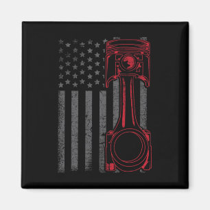 Vintage Amerikaanse Vlag Zuiger Grappige Spierauto Magneet