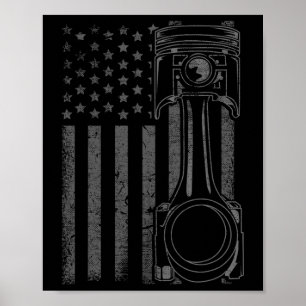 Vintage Amerikaanse Vlag Zuiger Grappige Spierauto Poster