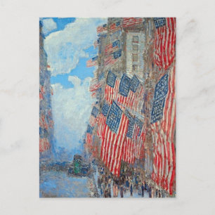 Vintage Amerikaanse vlaggen op stadsstraat Schilde Briefkaart