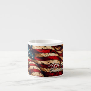 Vintage Amerikaanse vlagkunst voor 4 juli Espresso Kop