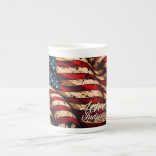 Vintage Amerikaanse vlagkunst voor 4 juli Porselein Kop
