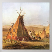Vintage Amerikaanse Westen, Teepees op vlakte van Poster (Voorkant)