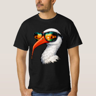 Vintage Amerikaanse Witte Ibis Met Zonnebril voor T-shirt