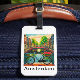 Vintage Amsterdam Holland Grachtenstad Reizen Bagagelabel