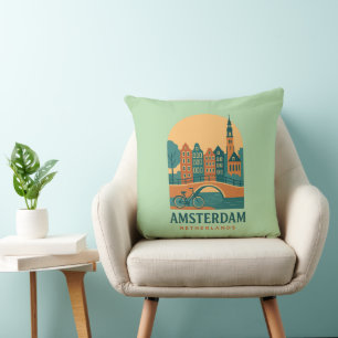 Vintage Amsterdam Kussen - Retro Nederlandse Grach