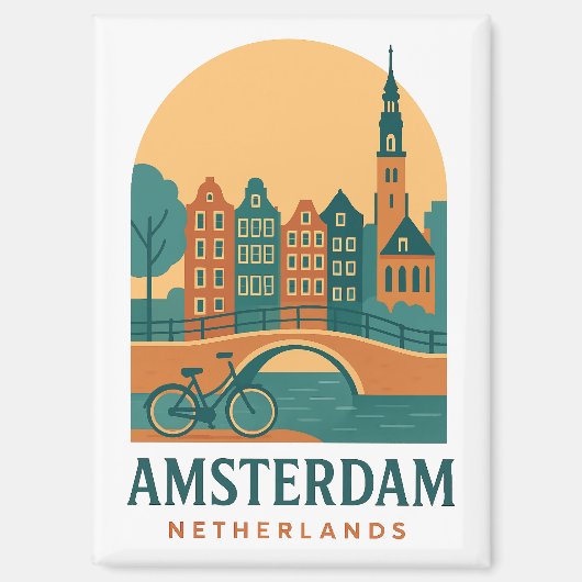 Vintage Amsterdam Magnet - Retro Netherlands  (Voorkant)
