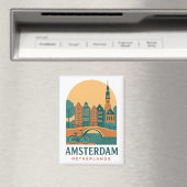 Vintage Amsterdam Magnet - Retro Netherlands  (Insitu (Vaatwasser))