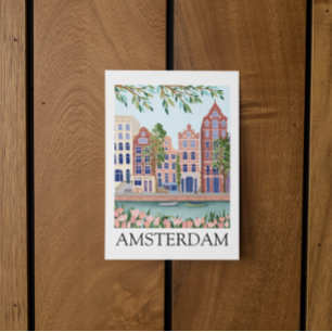 Vintage Amsterdam Nederland Architectuur Bloemmoti Briefkaart