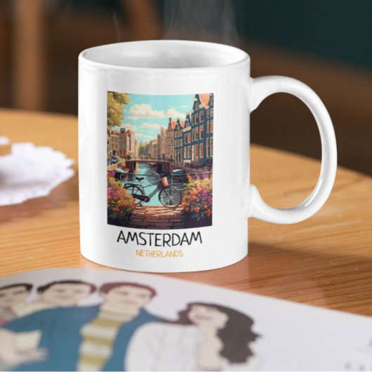 Vintage Amsterdam Netherlands Painting Koffiemok