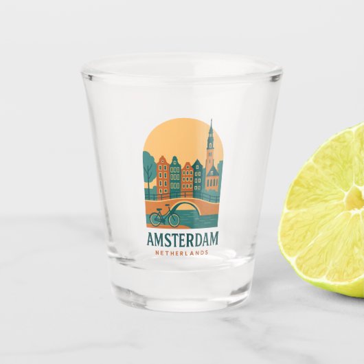 Vintage Amsterdam Netherlands Shot Glass – Retro Shot Glas (Voorkant)
