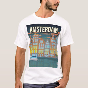 Vintage Amsterdam Reisposter T-Shirt Nacht