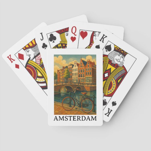 Vintage Amsterdam – Retro Reisdesign Pokerkaarten (Achterkant)