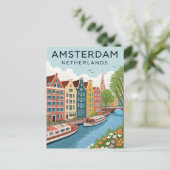 Vintage Amsterdam Travel Briefkaart (Staand voorkant)