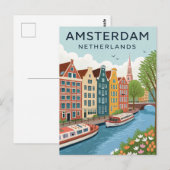 Vintage Amsterdam Travel Briefkaart (Voorkant / Achterkant)