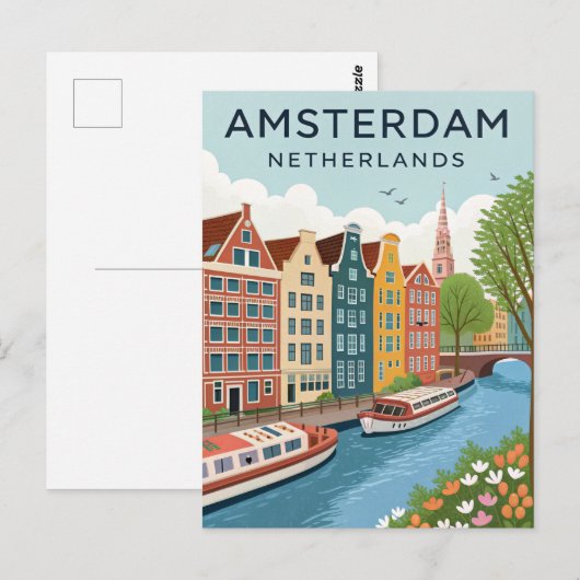 Vintage Amsterdam Travel Briefkaart (Voorkant / Achterkant)