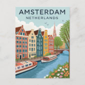 Vintage Amsterdam Travel Briefkaart (Voorkant)