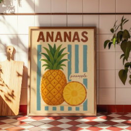 Vintage ananas botanische wandkunst poster