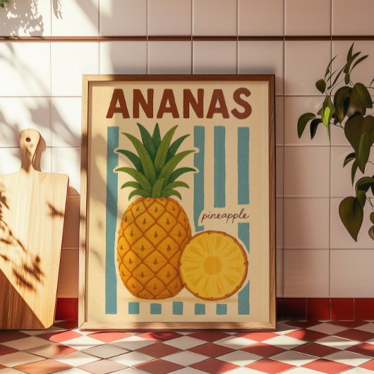 Vintage ananas botanische wandkunst poster