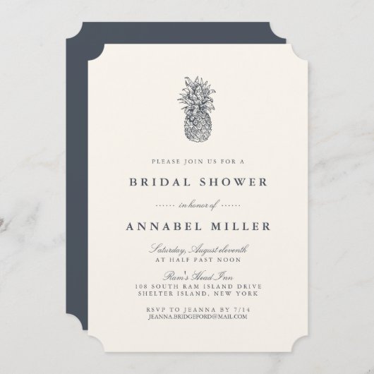 Vintage ananas Bridal Shower Kaart (Voorkant / Achterkant)
