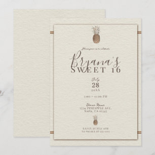 Vintage Ananas Minimalistische Elegante Crème Swee Kaart