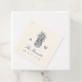 Vintage-ananasbruinmonogram Bedankjes Labels (In situ)