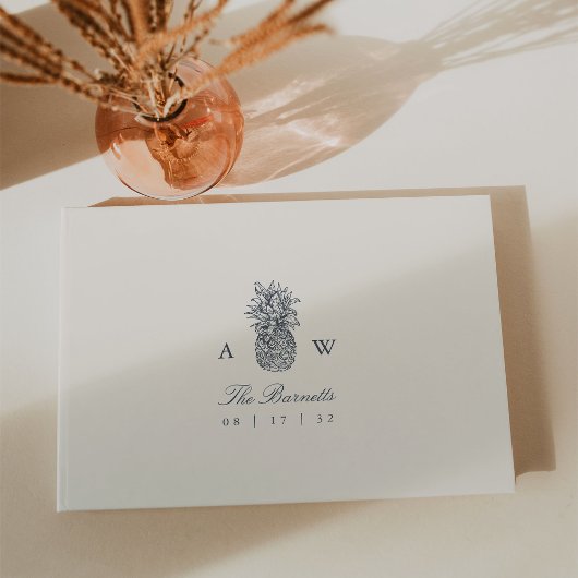 Vintage-ananasbruinmonogram Gastenboek