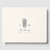 Vintage-ananasbruinmonogram Gastenboek (Voorkant)