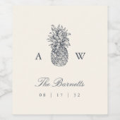 Vintage-ananasbruinmonogram Wijn Etiket (Enkel label)