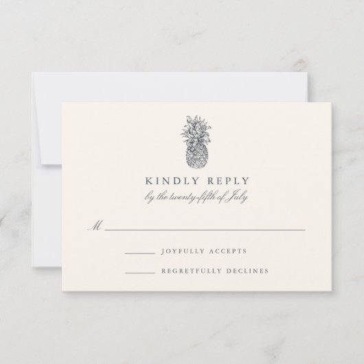 Vintage-ananasweddenschap RSVP-Kaart RSVP Kaartje (Voorkant)