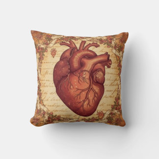 Vintage Anatomical Heart Floral Illustration Art Kussen