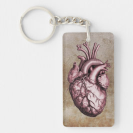 Vintage anatomical illustration of the human heart sleutelhanger