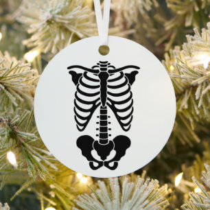 Vintage Anatomische Skelet Ribbenkast Grafische Go Metalen Ornament