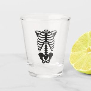 Vintage Anatomische Skelet Ribbenkast Grafische Go Shot Glas