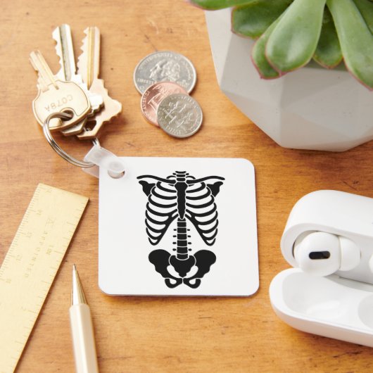 Vintage Anatomische Skelet Ribbenkast Grafische Go Sleutelhanger (Bureau)