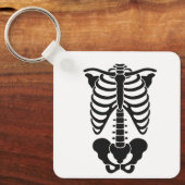 Vintage Anatomische Skelet Ribbenkast Grafische Go Sleutelhanger (Voorkant)