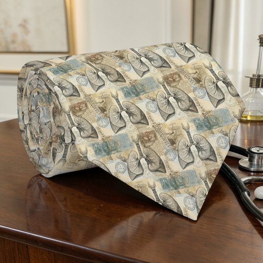 Vintage Anatomy Lungs Science Custom Necktie Stropdas