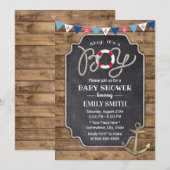 Vintage Anchor Rustic Nautical Baby shower Kaart (Voorkant / Achterkant)