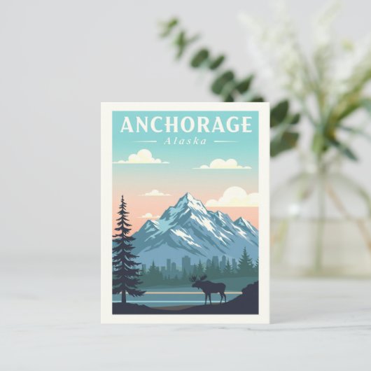 Vintage Anchorage Alaska Briefkaart (Staand voorkant)