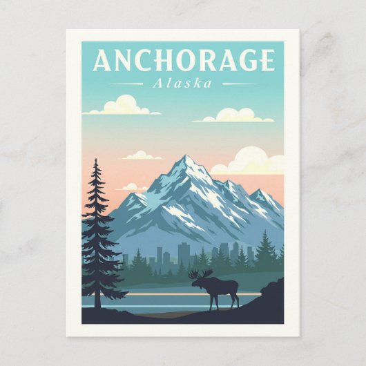 Vintage Anchorage Alaska Briefkaart (Voorkant)
