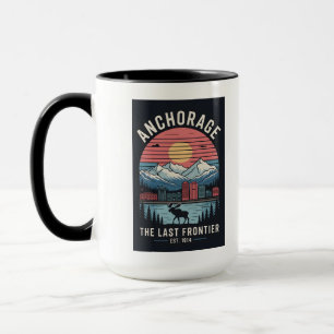 Vintage Anchorage Alaska Retro Reisposter Illustra Mok